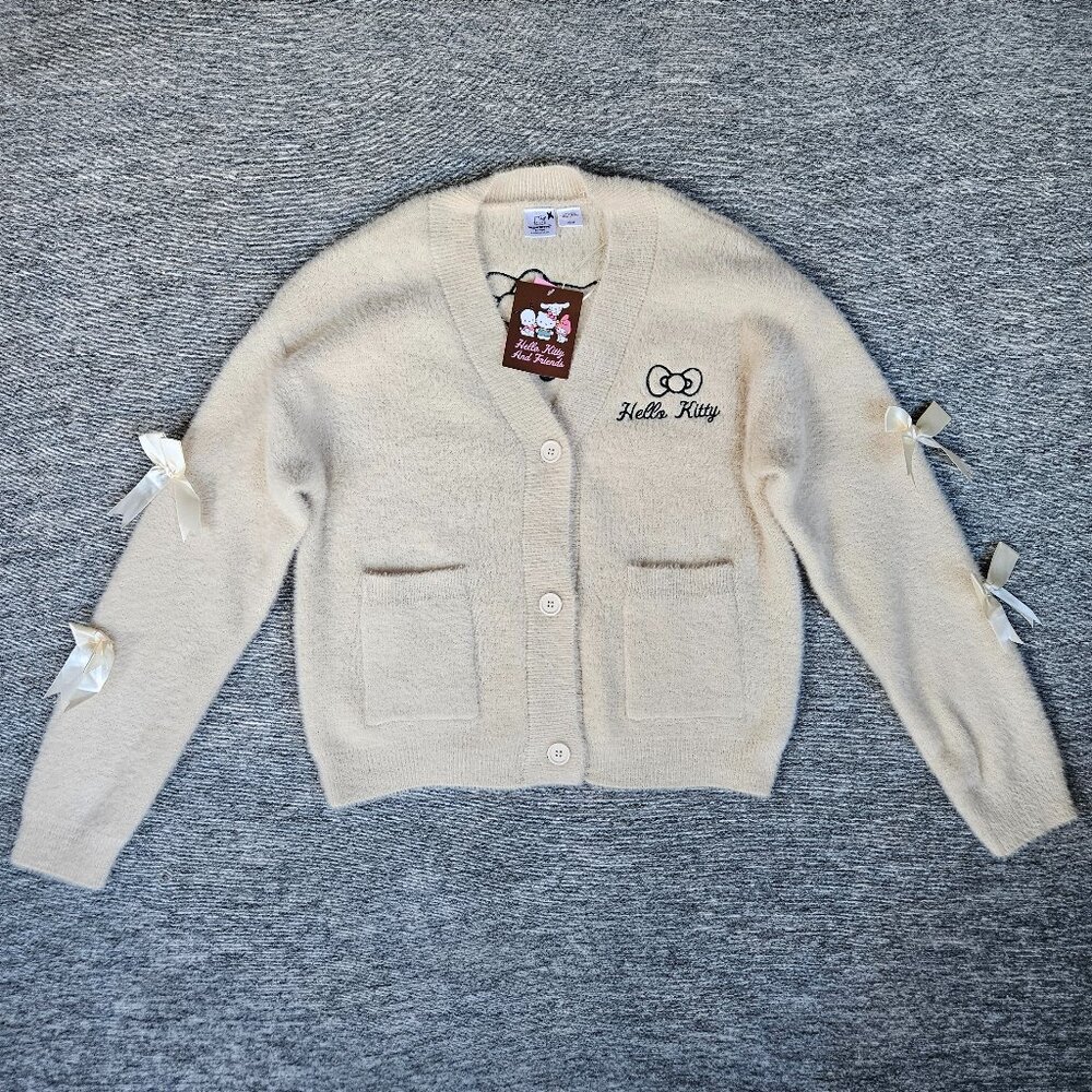 NWT Hello Kitty & Friends x Sanrio Women's Medium Graphic Cardigan Cream